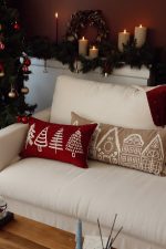 Christmas Gingerbread House | Woven Lumbar Decorative Throw Pillow Cover - Image 6