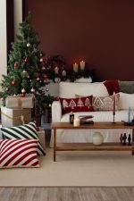 Christmas Stripes | Green Woven Square Decorative Throw Pillow Cover - Image 7