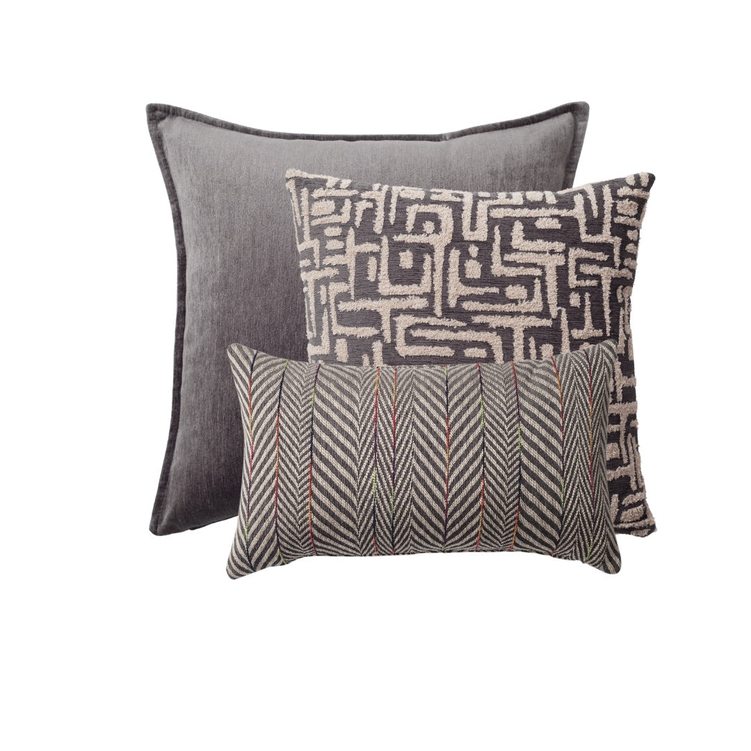 Eliza & Sense | Set of 3 | Dark Gray Throw Pillow Covers - Image 1