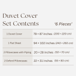Lusso | 100% Cotton Sateen Navy Blue Pipping Queen Size White Duvet Cover Set - Image 8