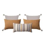 Julia & Nomad & Loom | Set of 5 | Mustard Yellow Bed Decor Throw Pillow Covers