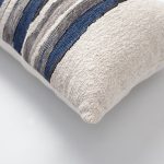 Combos | Navy Blue Textured Abstract Striped Neutral Lumbar 12"x20" Throw Pillow Cover - Image 2