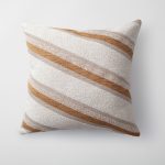 Oblique | Mustard Yellow Striped Boucle Textured Square 20''x20'' Throw Pillow Cover