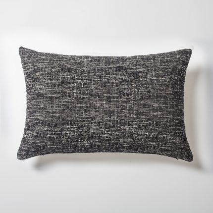 Flap | Black Textured Woven Lumbar 16''x24'' Throw Pillow Cover