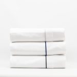 Lusso | 100% Cotton Sateen Navy Blue Pipping Queen Size White Duvet Cover Set - Image 7
