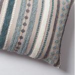 Nomad | Teal Blue Woven Linen Striped Lumbar 16''x24'' Throw Pillow Cover - Image 3
