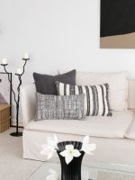 Mitos | Dark Gray Tribal Ethnic Striped Lumbar 16''x24'' Throw Pillow Cover - Image 3
