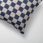 Mojo | Navy Blue Boucle Woven Checkered Square 18''x18'' Throw Pillow Cover - Image 3