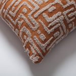 Gilda | Burnt Orange Mid-Century Modern Geometric Textured Woven Square 18''x18'' Throw Pillow Cover - Image 2