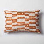 Surya | Burnt Orange Textured Herringbone Stripe Lumbar 12''x20'' Throw Pillow Cover