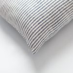 Zuma | Navy Blue Stripe Neutral Linen-Blend Square 18"x18" Throw Pillow Cover - Image 2