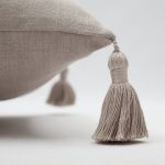 Loom | Taupe Solid Neutral Linen Blend Tassel Square 20''x20'' Throw Pillow Cover - Image 2