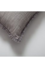 Soho | Light Gray Neutral Solid Linen-Blend Fringed Lumbar 12''x20'' Throw Pillow Cover - Image 2
