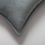 Eliza | Blue Textured Velvet-Look Flanged Lumbar 16''x24'' Throw Pillow Cover - Image 2