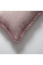 Soho | Pink Neutral Solid Linen-Blend Fringed Lumbar 12''x20'' Throw Pillow Cover - Image 2
