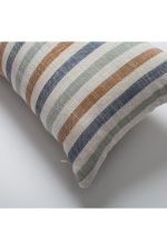 Capri | Orange Linen-Blend Neutral Striped Lumbar 12"x20" Throw Pillow Cover - Image 2