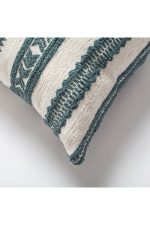 Mitos | Teal Blue Tribal Ethnic Striped Lumbar 16''x24'' Throw Pillow Cover - Image 2