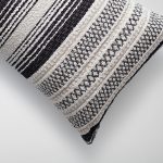 Gobi | Black and White Striped Textured Lumbar 12''x20'' Throw Pillow Cover - Image 2