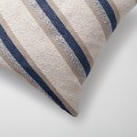 Oblique | Navy Blue Striped Boucle Textured Square 20''x20'' Throw Pillow Cover - Image 3