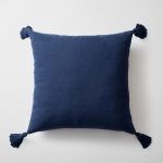 Loom Bed Runner & Pillow Covers | Set of 3 | Navy Blue Linen Blend Bedset - Image 4