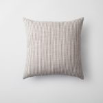 Zuma | Gray Stripe Neutral Linen-Blend Square 18"x18" Throw Pillow Cover