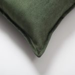 Eliza | Green Textured Velvet-Look Flanged Square 20''x20'' Throw Pillow Cover - Image 2