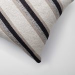 Oblique | Black and White Striped Boucle Textured Square 20''x20'' Throw Pillow Cover - Image 3