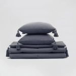 Lusso Duvet Cover Set & Loom Bed Runner & Pillow Covers | Set of 4 | Dark Gray